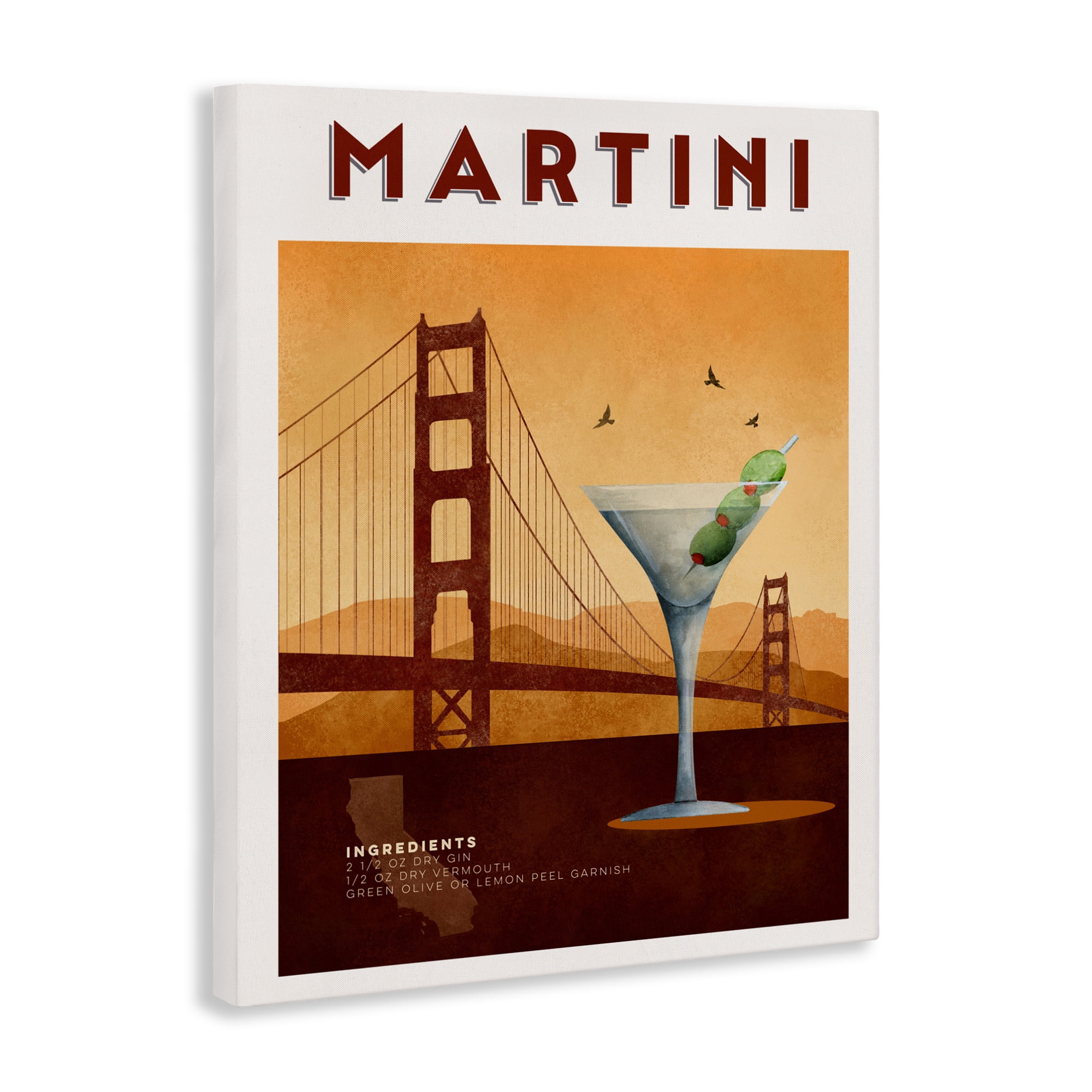 Retro Martini & Bridge View Canvas Wall Art, design by Brett Blumenthal