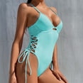 thumbnail image 5 of Womens Clearance asdoklhq Swimsuits for Women Plus,Women One-Piece Bikini Solid Color Swimwear Swimsuit Beachwear Set, 5 of 9