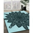 thumbnail image 2 of Ahgly Company Indoor Square Patterned Blue Lagoon Blue Area Rugs, 3' Square, 2 of 6