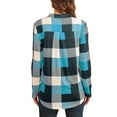 thumbnail image 4 of Uhndy Women Long Sleeve Plaid Tunic Shirt V Neck Pullover Blouse Tops Ladies New Fall Winter Roll-up Shirt Baggy Color Block Checked T Shirt Tops Skyblue 2XL, 4 of 5
