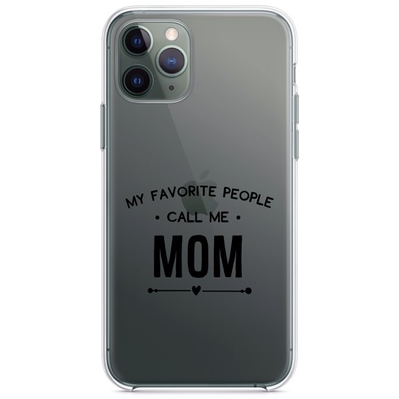 DistinctInk Clear Shockproof Hybrid Case for iPhone 11 Pro (5.8" Screen) - TPU Bumper Acrylic Back Tempered Glass Screen Protector - My Favorite People Call Me Mom