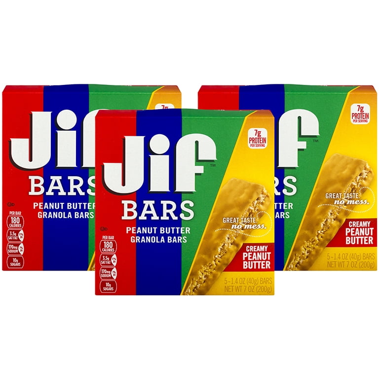 Jif Peanut Butter Granola Bars, Creamy Peanut Butter, 1.4 Oz (Pack of 3