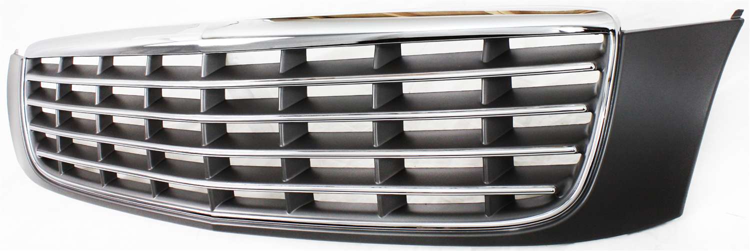 Grille Assembly Compatible With 2000-2005 Cadillac DeVille Chrome Shell with Painted Gray Insert