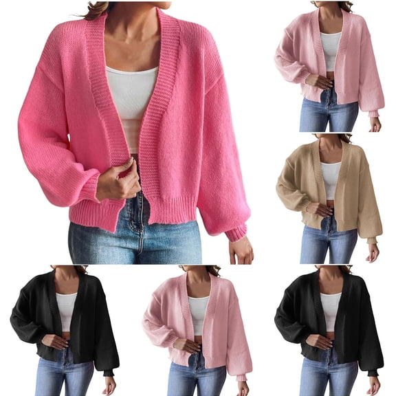 Brondbend Womens Knit Sweater Cardigan for Women Open Front Solid Color Long Sleeve Casual Outerwear Loose Fit Fall Winter Trendy Coat Lightweight Suitable for Work,Black