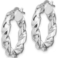 thumbnail image 2 of Sterling Silver Rhodium-Plated 4X14mmtwisted Hoop Earrings (23.6 X 21.1) Made In Italy qe13128, 2 of 5