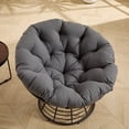 thumbnail image 6 of CQSXDA Ergonomic Indoor Outdoor Rattan Papasan Chair with 360° Swivel, Thick Cushion and Brown Frame for for Home and Garden, Grey, 6 of 15