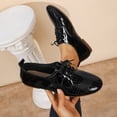 thumbnail image 5 of Women's Lace Up Oxford Dress Shoes Solid Color Patent Leather Slip On Loafers Comfortable Non Slip Walking Shoes Black Size 8, 5 of 8