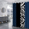 thumbnail image 5 of LVRLVR 1/4 Pcs Wild Animal Leopard Print Fabric Shower Curtain Rug Set - Zebra Print Bath Mat Bathroom Decoration, Dark Blue and Black, 70.8" × 70.8", 5 of 9