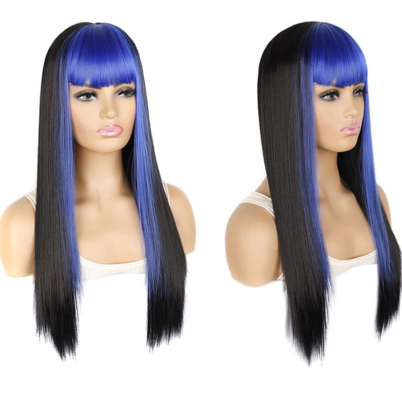 Long Straight Wig with Bangs Color Dyed Hair Extensions Personalized Cosplay Costume Props for Party Violet Long Straight Wig with Bangs Color Dyed Hair Extensions Personalized Cosplay Costume Props for Party Violet