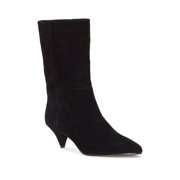 Vince Camuto Rastel Black Suede Kitten Heel Pointed-Toe Silhouette Boot (10, BLACK)