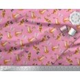 thumbnail image 3 of Soimoi Pink Moss Georgette Fabric Insect & Cat Animal Print Fabric by The Yard 42 Inch Wide, 3 of 3