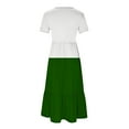 thumbnail image 4 of Wycnly Summer Dresses for Women Dresses for Women 2024 Pleated Swing Loose A Line Beach Long Dress with Pocket Women Formal Color Patchwork Round Neck Short Sleeve Maxi Sundresses, 4 of 4