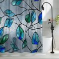 thumbnail image 2 of Glass Leaves Shower Curtain, Abstract Blue Green Ombre Leaf Glass Splicing Waterproof Shower Curtain Set with 12 Hooks Lightweight Bath Curtains Fabric Bathroom Decor 72x78 Inches, 2 of 9