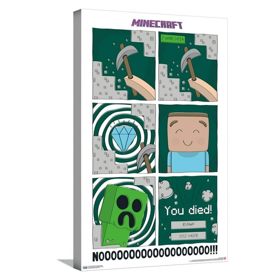 Minecraft - Simple Comic Steve Creeper Canvas Wall Poster, 14.725" x 22.375"