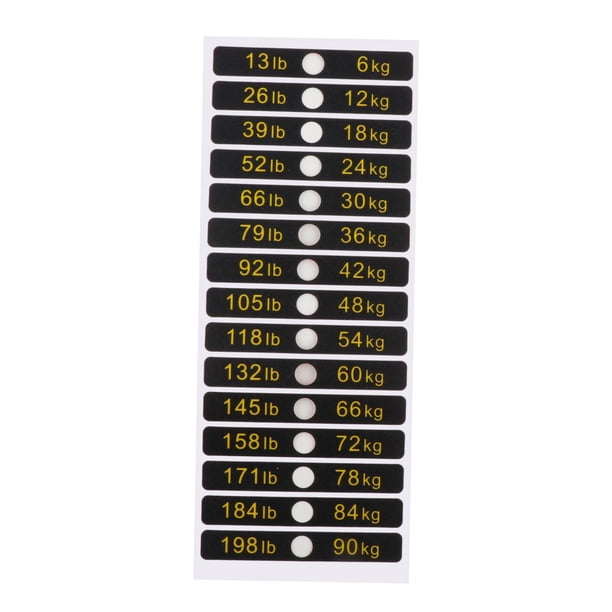 Etiquetas para apilar pesas, etiquetas de peso de 13 a 198 lb/6 a 90 kg, calcomanías numéricas para entrenamiento de fuerza, entrenamiento de resisten