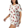 thumbnail image 2 of Bingfone Chili Print Pajamas Sets for Women Soft Short-Sleeved Pjs with Lounge Shorts Two Piece Sleepwear, 2 of 8