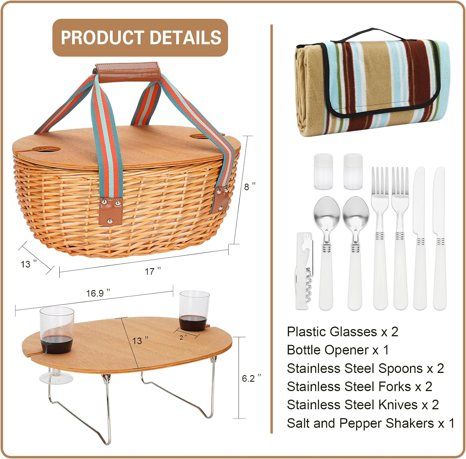 Complete Picnic Basket Set STBoo Insulated Picnic Basket For 4 - Wicker ...