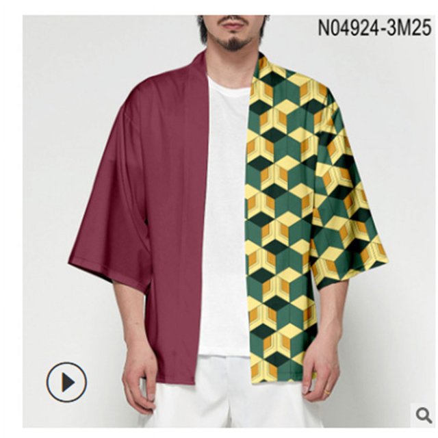 Ropa para adultos y niños con estampado de Anime Ghost Extermination Blade Demon Slayer, cárdigan tipo capa tipo kimono, color carbón Lang You Bean
