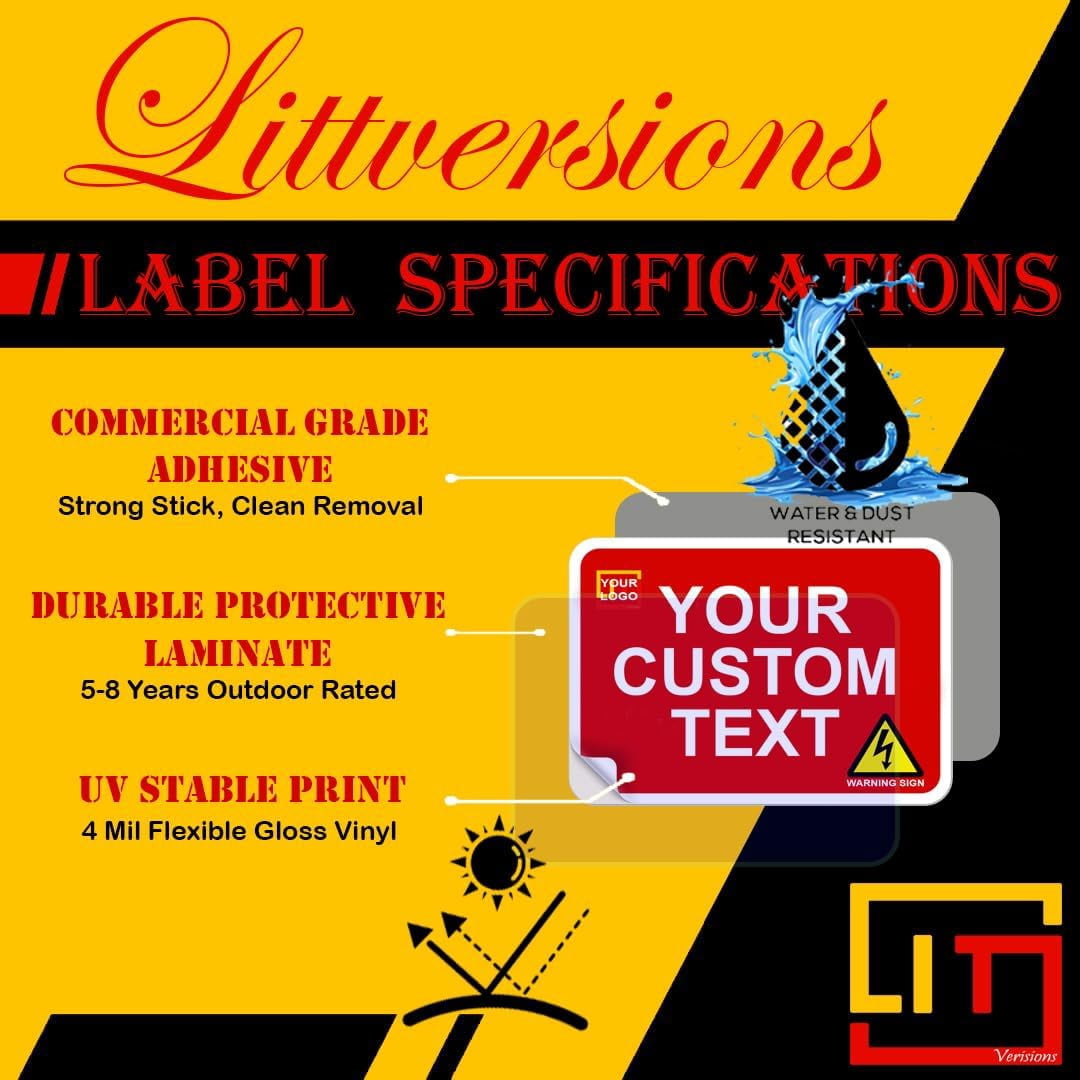 5-Pk 5"x 3.5" Red Emergency Disconnect NOT Service Equipment Label Sign Vinyl Elect NEC compliant
