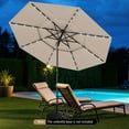thumbnail image 4 of Gymax 10 FT Solar Patio Umbrella w/ 32 LED Lights 3-Tier Vented Top Tilt Adjustment Beige, 4 of 10