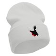 thumbnail image 4 of Flamenco Dancer Embroidered 12 Inch Long Knitted Beanie - White OSFM, 4 of 5