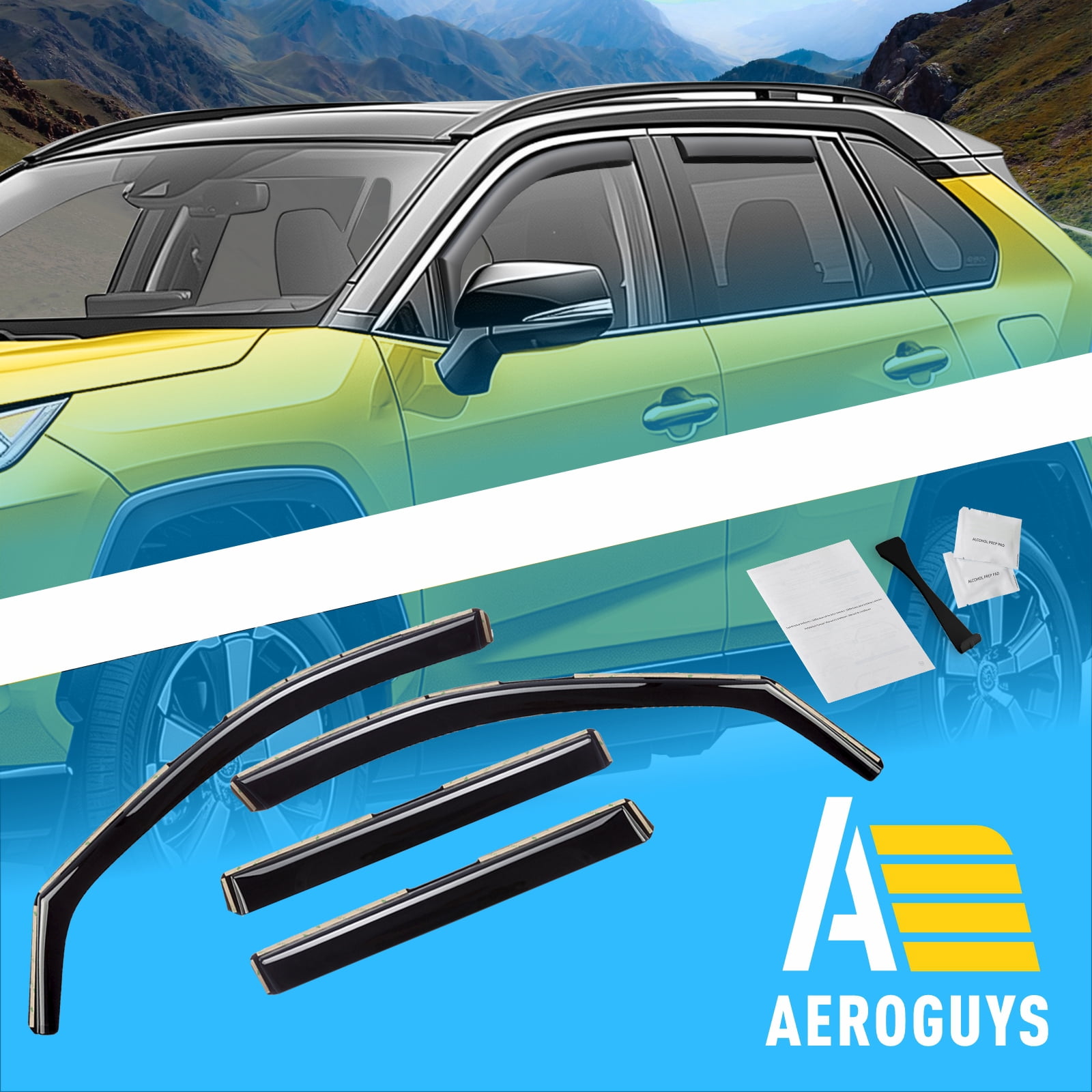 AEROGUYS In-Channel Window Deflectors Extra Durable Window Visors Rain Guards Fit for Toyota RAV4 2019-2025, Sun Visors, Wind Vent Visors, Window vent shades, Exterior Car Accessories - 4 pcs. AG0668