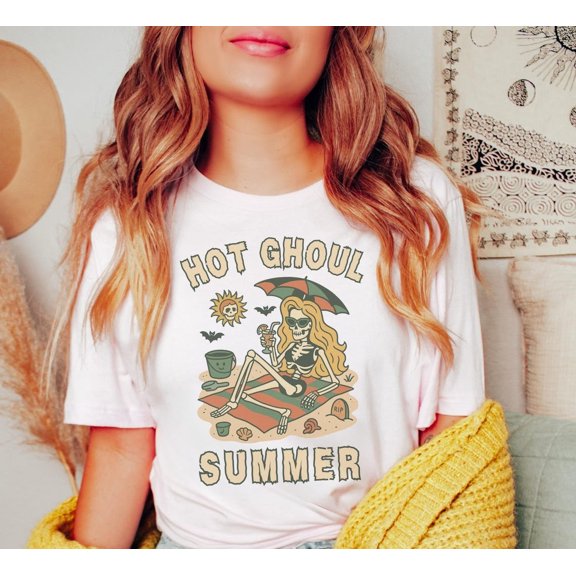 Summerween Skeleton Shirt, Summer-ween Tshirt, Spooky Hot Ghoul Summer Tee,Summer Beach Halloween Gift,Halloweener Gift,Year-Round Halloween