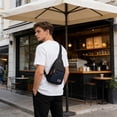 thumbnail image 5 of Sleek Nylon Fabric Bag, Business Chest Bag, Multi Layered Crossbody Pouch, Commuting Backpack with Headphone Port, 12 Inch for Travel and Men, 5 of 6