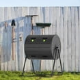 thumbnail image 7 of Dual-Chamber Outdoor Compost Tumbler, 37.5-Gallon Efficient Rotating Composter, UV-Resistant and Weatherproof, for Garden, Kitchen, and Yard (Black), 7 of 7