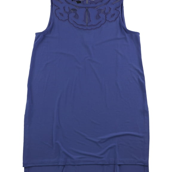 Alfani Womens Embroidered Tunic Tank Top, Purple, Small