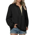thumbnail image 2 of idosla Womens Oversized Sweatshirt Long Sleeve Henley Pullover Tops 2025 Fall Casual Button Loose Fit Teens Fashion Outfits (Black, XXL), 2 of 6