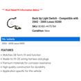 thumbnail image 2 of Back Up Light Switch - Compatible with 2002 - 2005 IS300 2003 2004, 2 of 2