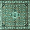 thumbnail image 1 of Ahgly Company Machine Washable Indoor Square Persian Turquoise Blue Traditional Area Rugs, 5' Square, 1 of 4