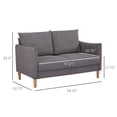 thumbnail image 3 of HOMCOM Modern Upholstered Loveseat Sofa for Bedroom, Compact Design, 3 of 10