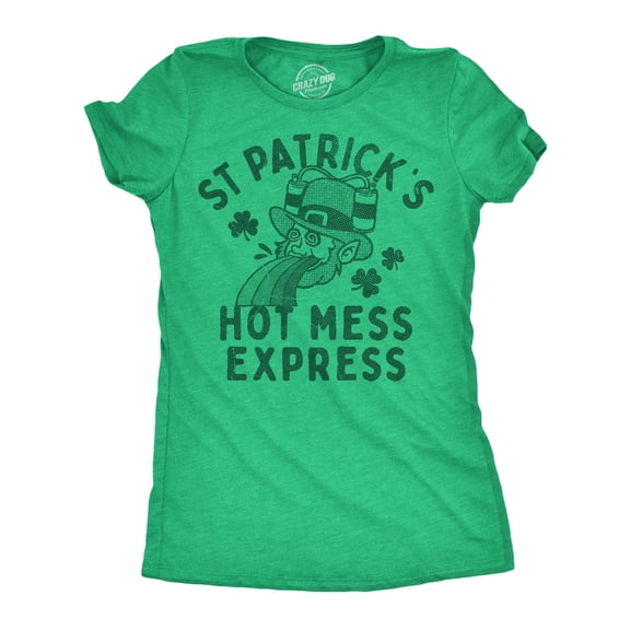 Womens Funny T Shirts St Patricks Hot Mess Sarcastic St Pattys Day Graphic Novelty Tee for Ladies Womens Graphic Tees