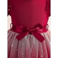 thumbnail image 4 of Girls Velvet and Tulle Dress, Long Sleeve Round Neck Princess Dress with Bow Waist, Kids Flower Girl Dress for Wedding, Birthday Party and Special Occasions Wine 9, 4 of 4