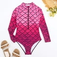 thumbnail image 3 of ASFGIMUJ Women's Long Sleeve Rash Guard Swimsuit Sun Printed Zipper Surfing Swimsuit Bathing Suit, 3 of 9