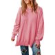 thumbnail image 1 of Camisa de manga larga con cuello redondo y manga larga para mujer con abertura, 1 of 5