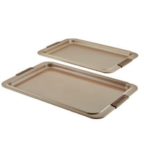 Anolon Advanced Bakeware 2 Piece Nonstick Cookie Sheet Pan Set, Bronze with Silicone Grips