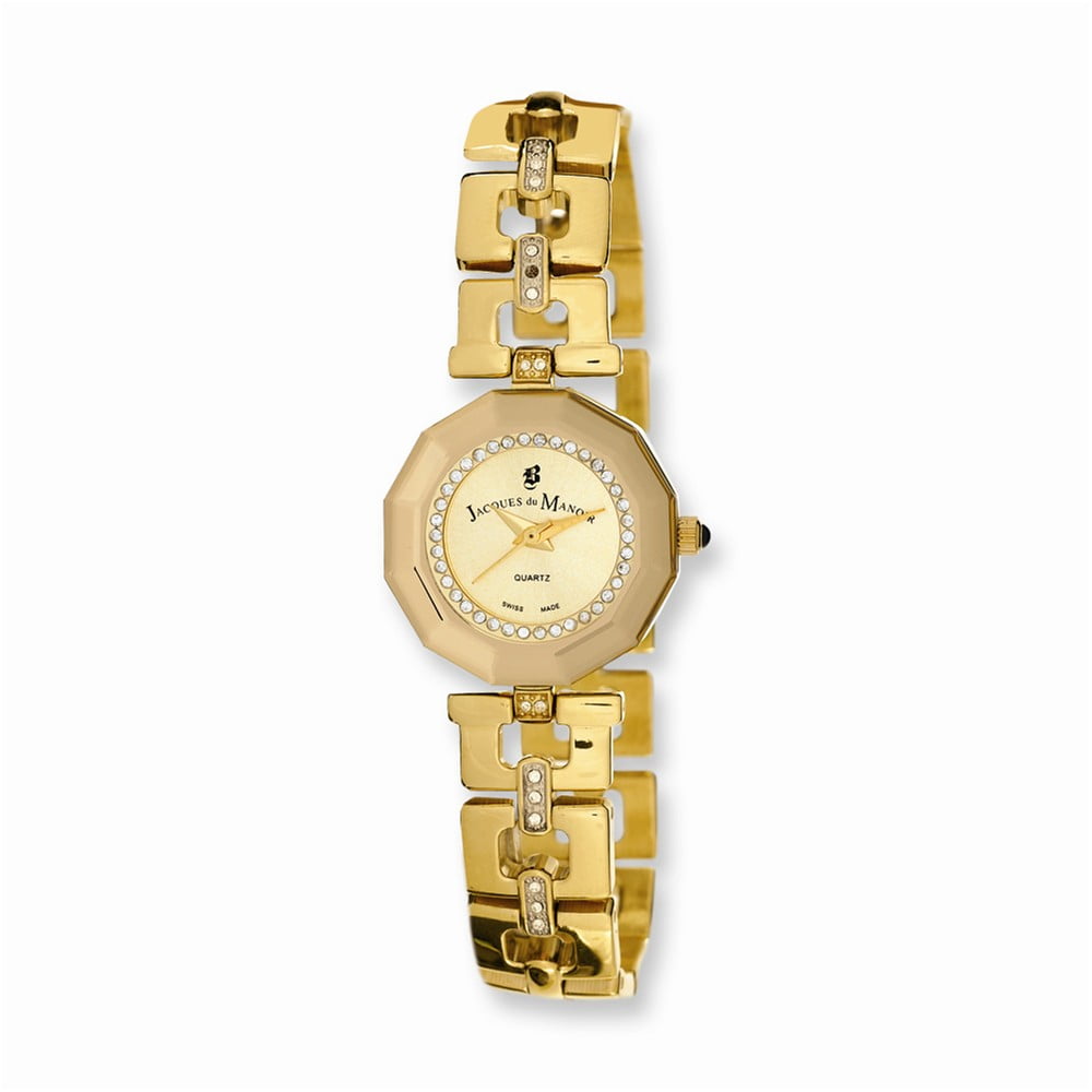 AA Jewels Ladies Jacques du Manoir Goldtone Strap Crystal Bezel Watch AA Jewels Ladies Jacques du Manoir Goldtone Strap Crystal Bezel Watch