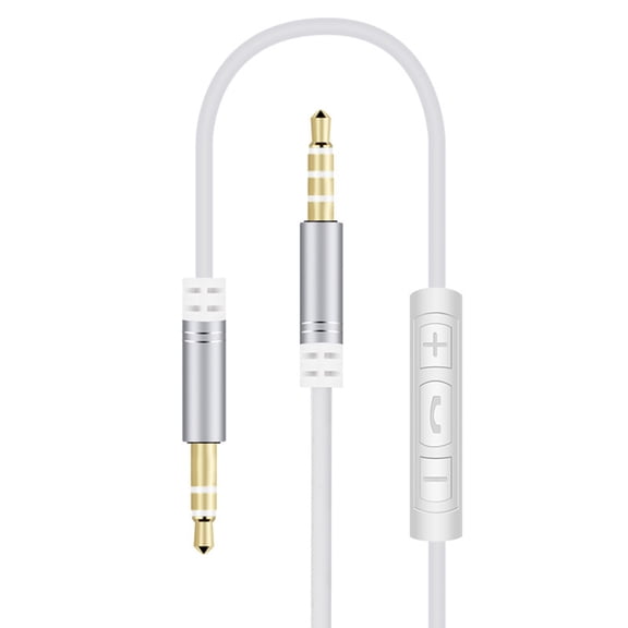 Inteprter Cable auxiliar estéreo para coche, auriculares para ordenador, llamada telefónica manos libres, control de cable, cable de audio de Teléfono y Comunicación plata