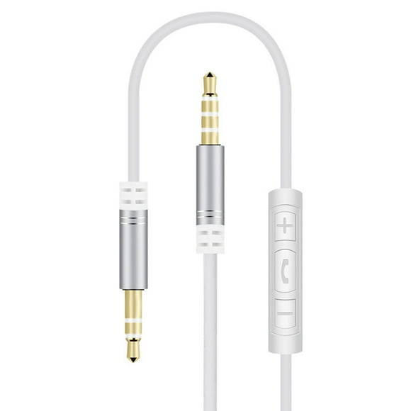 Inteprter Cable auxiliar estéreo para coche, auriculares para ordenador, llamada telefónica manos libres, control de cable, cable de audio de Teléfono y Comunicación plata