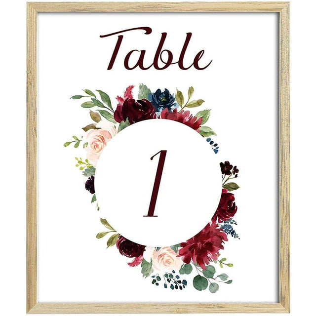 Darling Souvenir Double Sided Print Floral Table Numbers Wedding Reception Decorative Table Top Cards-5"" x 7"" (1 to 40)"