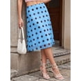 thumbnail image 4 of Womens Blue Polka Dot A-Line Flowy Midi Skirt With Brown Dots, 4 of 7