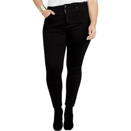 Rachel Rachel Roy Womens Plus High Rise Curvy Fit Skinny Jeans Black