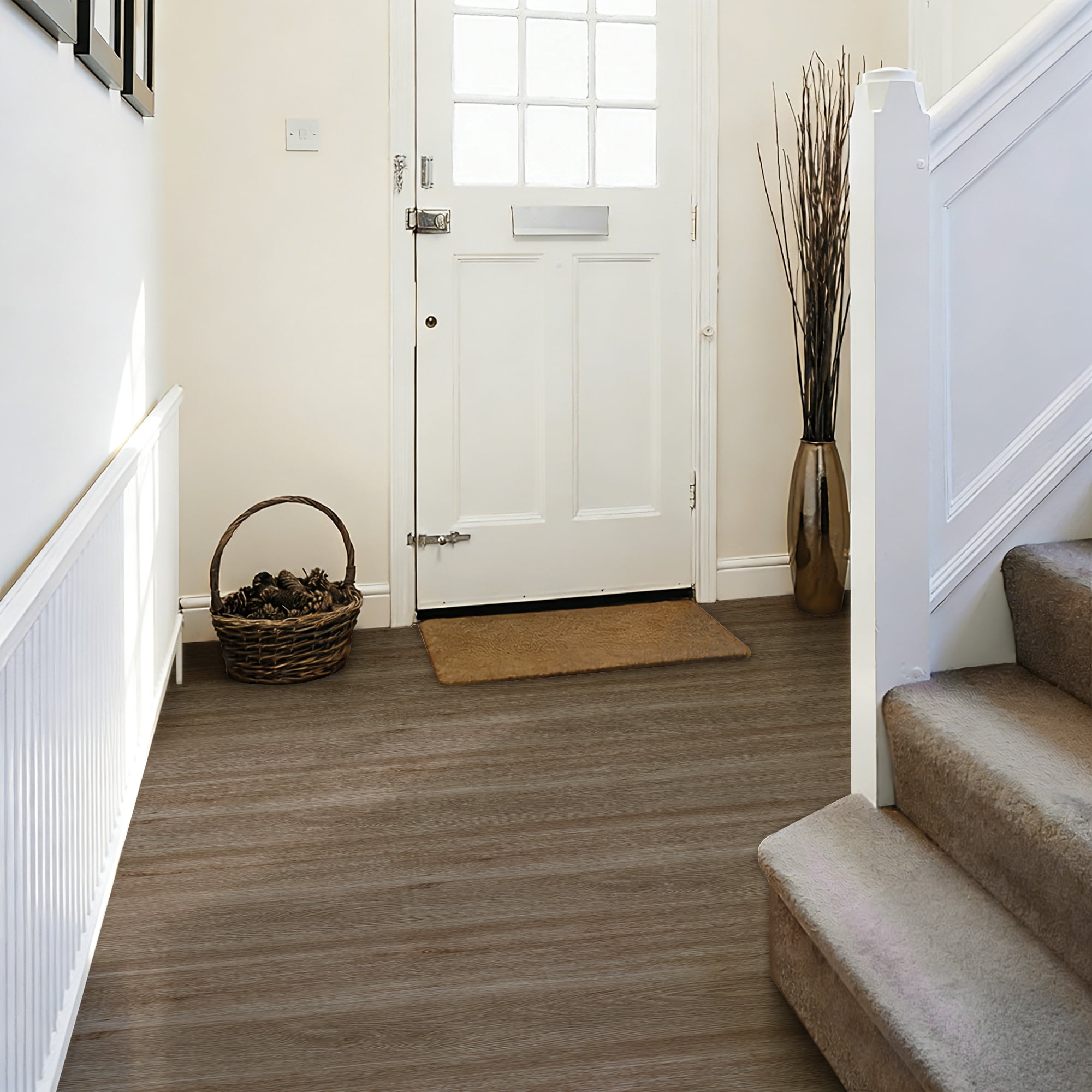 Abyssaly Vinyl Peel and Stick Flooring tile 15.7" x 118", Covering Area 12.92 Sq.ft, Self-Adhesive Floor Tile Light Brown Wood Grain Look for Home Decoration