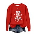 thumbnail image 2 of Feancey Plus Size Christmas Sweatshirts for Women Holiday Novelty Print Crewneck Pullover Lightweight Long Sleeve Loose Sweatshirt Fashion Gift Ideas Red 3XL, 2 of 4