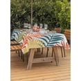 thumbnail image 2 of Outdoor Tablecloth with Umbrella Hole & Zipper, Orange Green Yellow Palm Leaves Rectangle Tablecloth 52x70 Inch, Summer Botanical Tropical Leaf Patio Table Cover Waterproof Table Cloth for Picnic, 2 of 7
