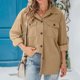 thumbnail image 5 of Pntutb moda mujer manga larga frente abierto ropa de abrigo suelta blusa sólida abrigo Tops bolsillos blusa liquidación Pntutb Pntutb-5991, 5 of 6