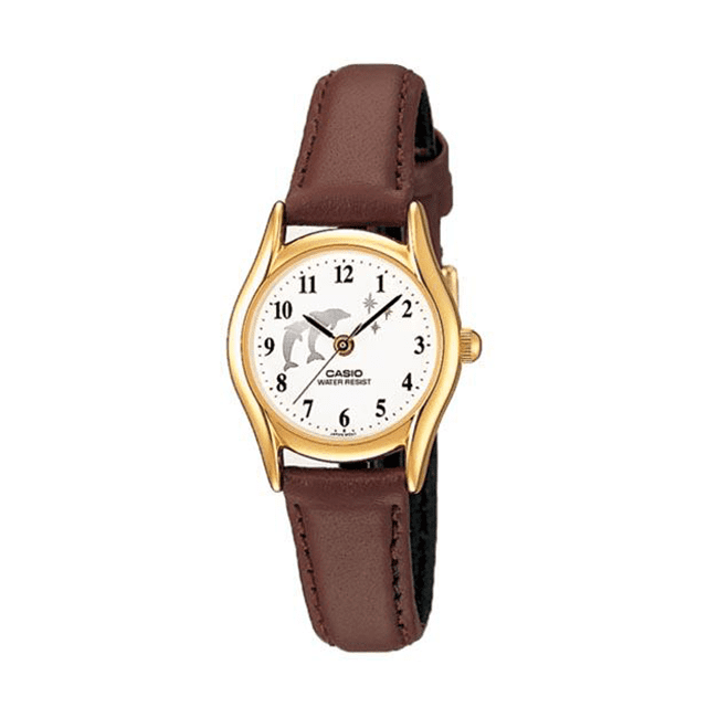 casio leather strap women's watch